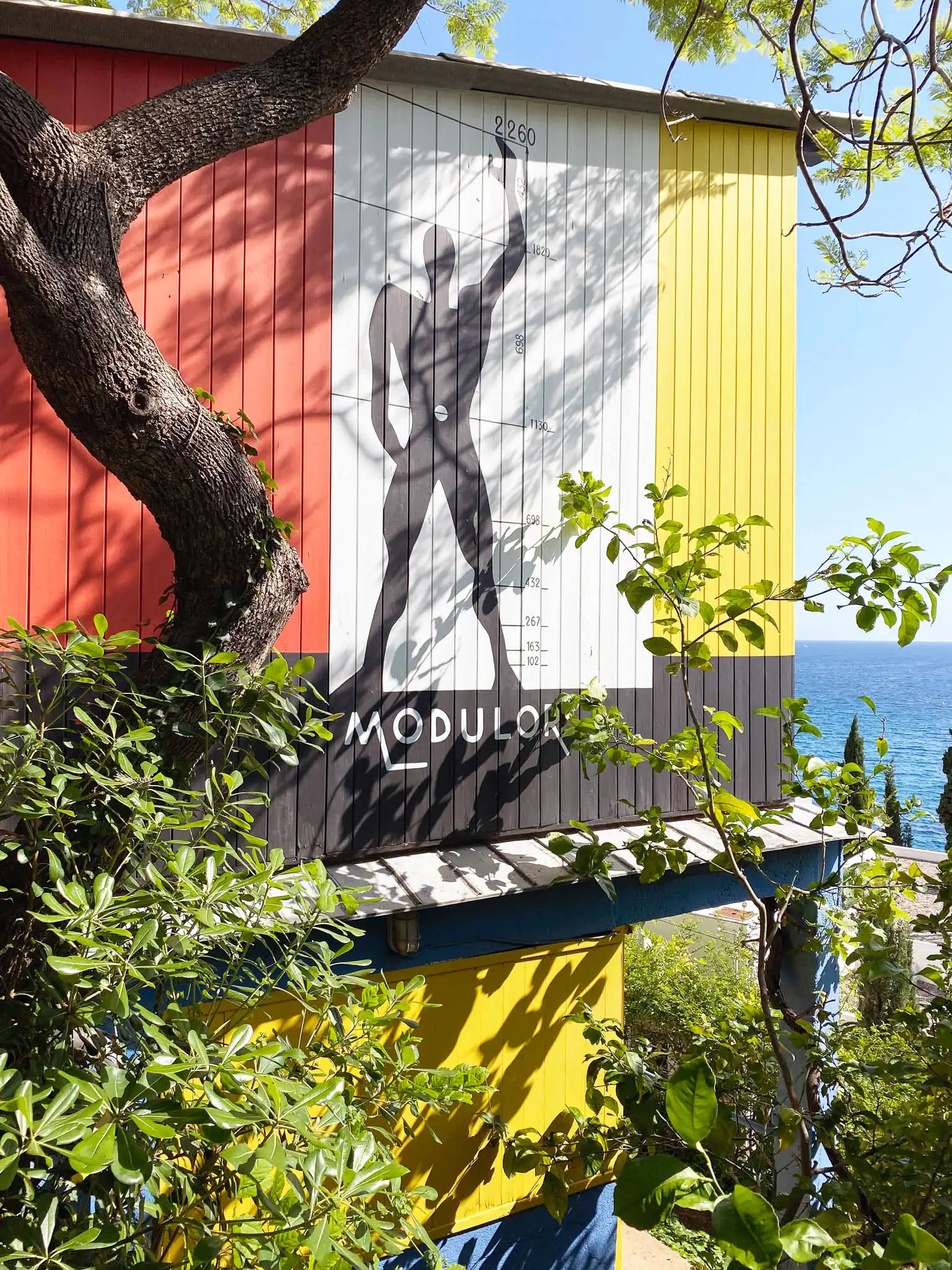 Rappresentazione modulor di le corbusier su base colorata